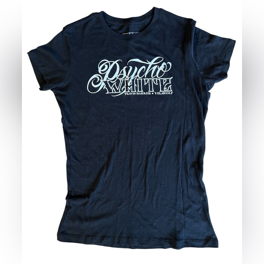 Rare PSYCHO WHITE 2012‎ Travis Barker Yelawolf Women’s T-Shirt Top Sz L Mexico